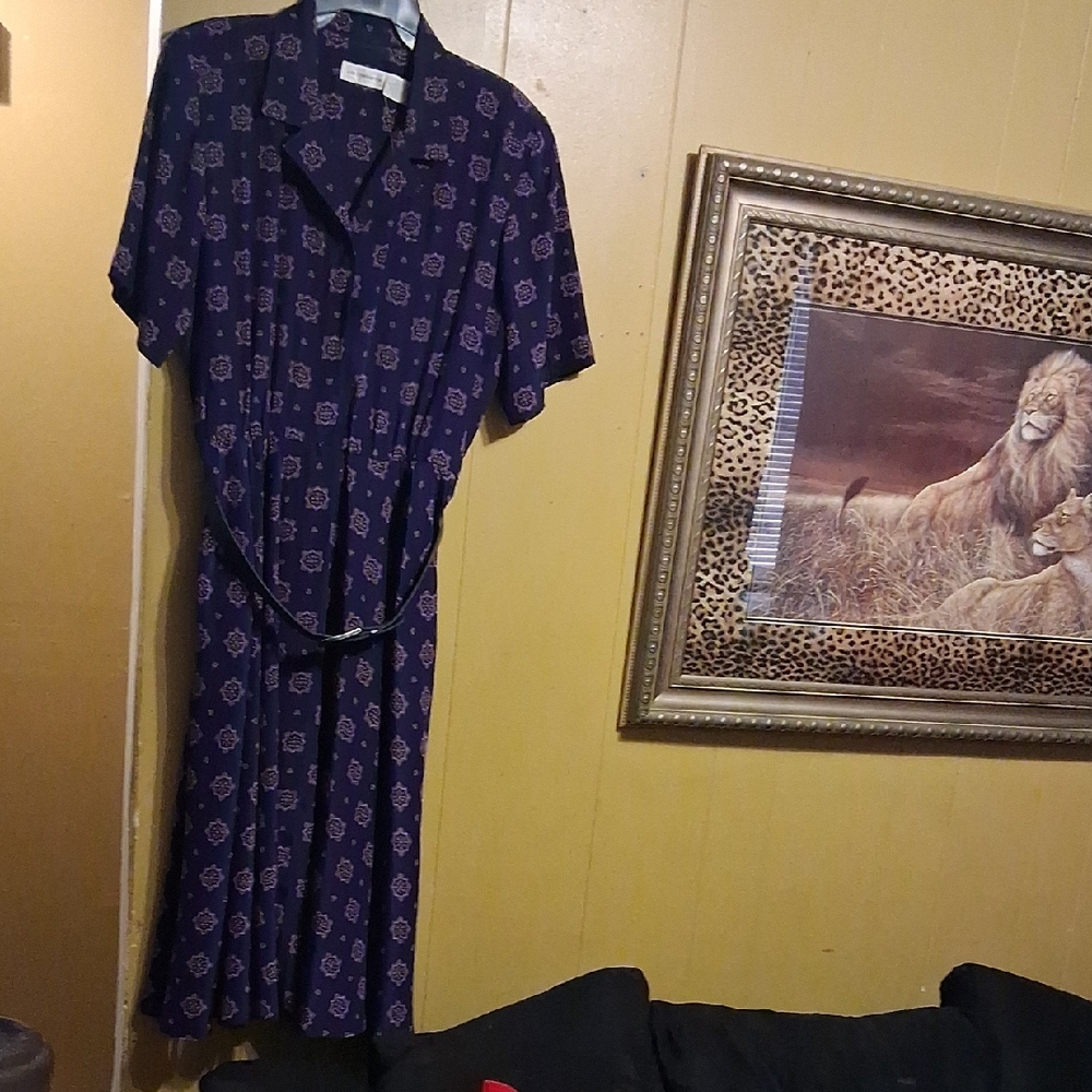 Liz Claiborne Purple Geometric Midi Dress